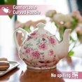 thumbnail image 4 of Btat- Tetera Floral Con Caja De Regalo 38 Oz Blanca Con Rosas Rosadas Y Adornos Dorados Tetera De Porcelana Cerámica Apta Para Lavavajillas Regalos De Navidad Brew To A Tea NA, 4 of 5