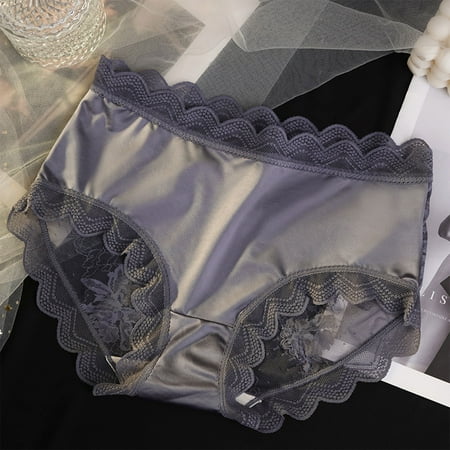 uublik Womens Briefs Underwear High Waist High Waist Breathable Briefs Soft Underpants Ladies Stretch Panties Lace Underwear Gray