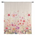 thumbnail image 2 of Pink Spring Floral Semi Sheer Curtains Drapes for Living Room, Bedroom, French Doors Window 72 Inches Long, Watercolor Summer Botanical Rod Pocket Chiffon Curtain Drapery Voile Draperies Panel, 2 of 6
