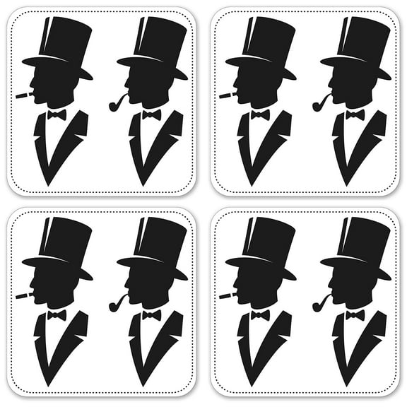 Vinyl Drink Coasters - Set of 4 - Man in a Top Hat