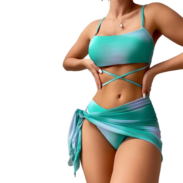 Soidarity Conjunto de triángulo traje de baño playa Sexy Chic y colores vibrantes conjunto de tres piezas triangular Mujer Traje de baño Azul