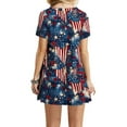 thumbnail image 4 of Youyipin womens dresses American Flag Dress Women 4th of July Short Sleeve T Shirt Star Stripes USA Dress Patriotic summer dresses for women 2025, 4 of 5