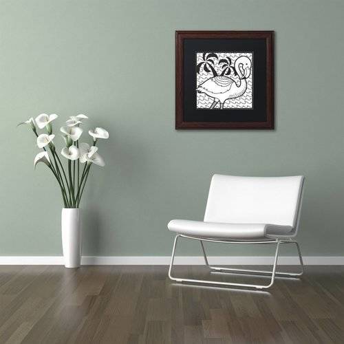 Trademark Fine Art "Flamingo" Canvas Art by Hello Angel, Black Matte, Wood Frame