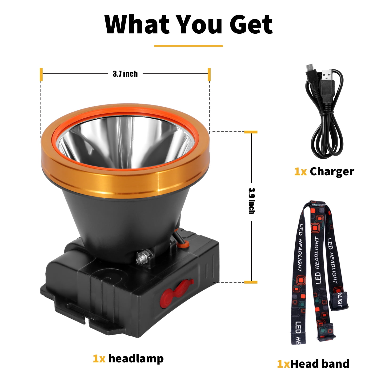 Hunting Friends Ultra-Bright LED Headlamp,High Lumen Rechargeable and Waterproof Headlight with Adjustable Headband for Night Work and Outdoor Use