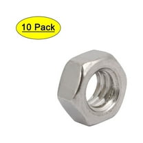 10Pcs 1/4"-20 Thread UNC Type 304 Stainless Steel Hex Nut Fastener Silver Tone