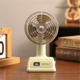 thumbnail image 2 of Retro Portable Table Fan, 100-Speed Digital Display, 90° Tilt USB Rechargeable Desk Fan with 1200mAh Battery, Compact Cooling Fan for Desktop, Office, Bedroom & Travel, 2 of 6