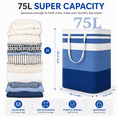 thumbnail image 5 of 2 Pack 75L Laundry Basket, Collapsible Laundry Hamper with Reinforced Handles, Freestanding Waterproof Clothes Hamper for Bedroom, Bathroom, Dorm, Closet, Blue, 5 of 8