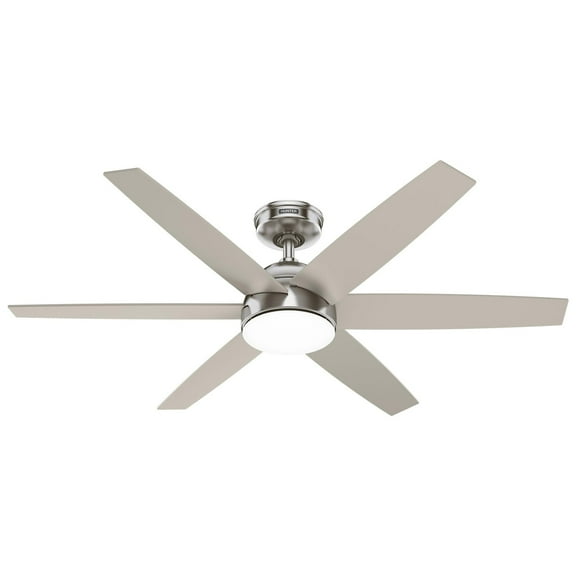 Restored Hunter Fan 52 Inch Casual Brushed Nickel Indoor Ceiling Fan with Light and Remote for Bedroom, Living Room, Office, Kitchen (Refurbished)