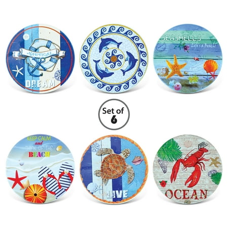 

Puzzled Nautical Coasters Nautical Ceramic Coaster Set - Beach \ Ocean Life Theme - Assorted Styles Set of 6 - Unique Elegant Gift and Souvenir - Item #K9508-9511-9513-9517-9518-9520