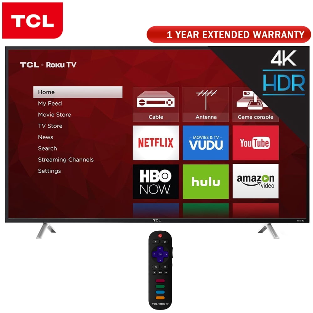 Tcl 55 Inch 4k Ultra Hd Roku Smart Led Tv 2017 Model 55s405 1 Year