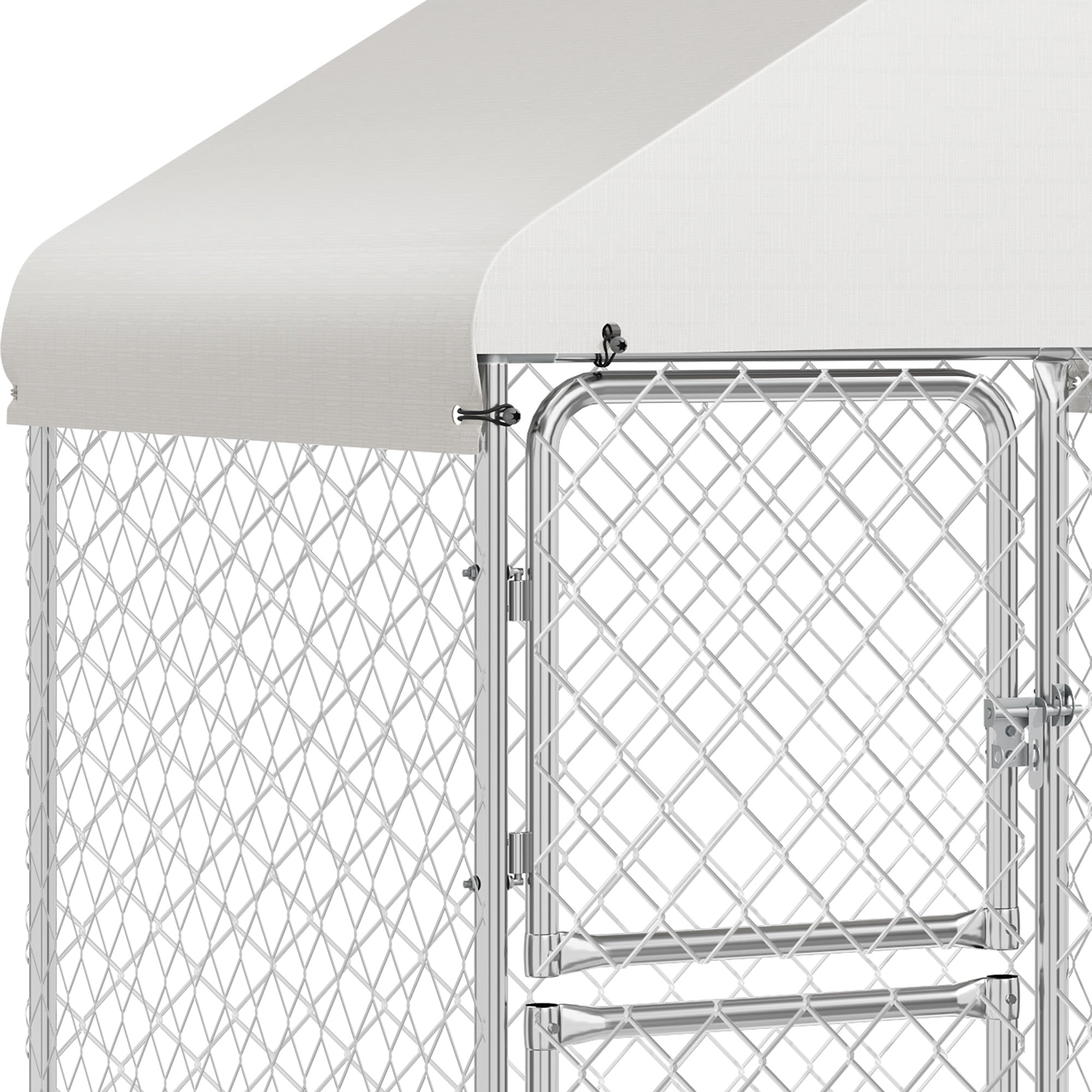 Craftian 4.03×4.03×5.4FT Outdoor Dog Kennel for Large Dogs, Pet Dog Run Enclosures for Dog Crate Outdoor Metal Galvanized Welded with Waterproof UV-Resistant Cover