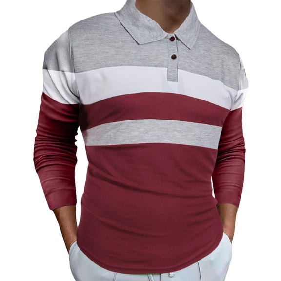 Ketyyh-chn99 Mens Big And Tall Polo Shirts Fall Clothes Men's Casual Polo Shirts 2024 Solid/Colo Long Sleeve Fashion Shirt Classic Striped Slim Fit Golf Tennis Tops Red,2XL