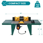 Electric Router Table Adjustable, Woodworking Router Table for Precision Cutting, 34’’ Compact Craftsman Table w/Heavy-Duty Construction
