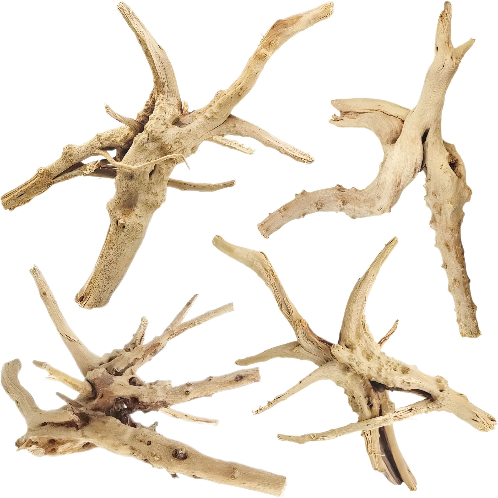 BPPEG 4 Pack Spider Wood Driftwood for Aquarium, 6-8 Inch Natural Sinkable Branches for Fish Tank Decor, Reptile Climbing Habitat & Aquascape Landscaping