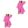thumbnail image 2 of Minnieouse informal de algodón de crespón para mujer, albornoces de gasa de capas, ropa de dormir con cordones, ropa de baño para el hogar, Rosa S 2Conjunto, 2 of 6