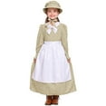 thumbnail image 2 of EnJoCho 3 Piece Prairie Dress Set for Girls 𝖥loral Dress with Bonnet Apron Vintage Ruffle Dress Village Clothes Halloween Cos-play Country Girl Outfit, 2 of 9