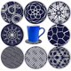 thumbnail image 1 of Drink Coasters Set of 8, 10cm Blue Silicone Round Coasters, Mug Mat Cup Coasters for Coffee, Non Slip Silicone Pad Mat, Tea, 1 of 4