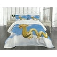 thumbnail image 3 of Ambesonne Dragon Quilted Bedspread Set 3 Pcs, Cultural Chinese, Queen Size, Multicolor, 3 of 5