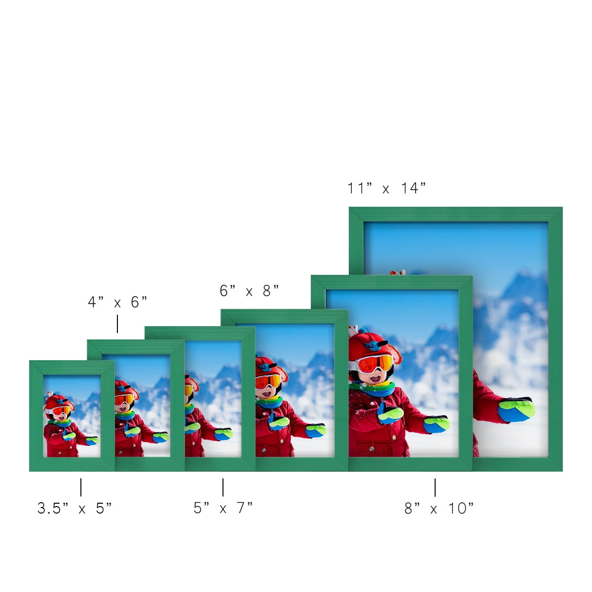 Grooved 3.5 in. x 5 in. Green Picture Frame Set (Set of 4)