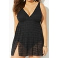 thumbnail image 5 of Swimsuits for All Women's Plus Size Crochet Side Slit V-Neck Swimdress, 5 of 6