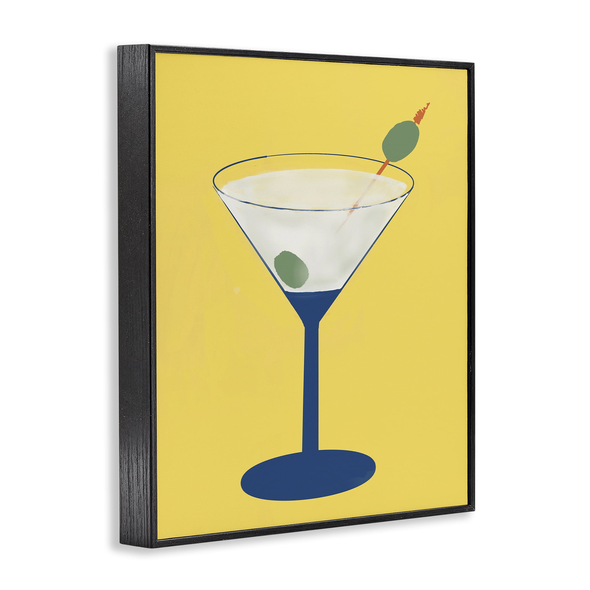 Stupell Industries Martini Glass over Yellow Black Framed Giclee Art, design by Robin Maria