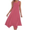 thumbnail image 2 of Sevevn Womens Dresses Sleeveless Round Neck Drawstring Casual Ruffle A-Line Mini Dress Holiday Gift Finder Pink M, 2 of 8