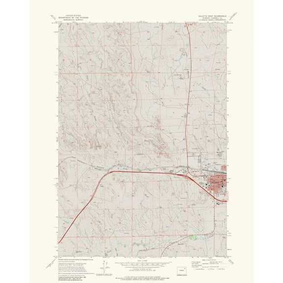 Topographical Map - West Gillette Wyoming Quad - USGS 1971 - 23 x 29.05 - Vintage Wall Art