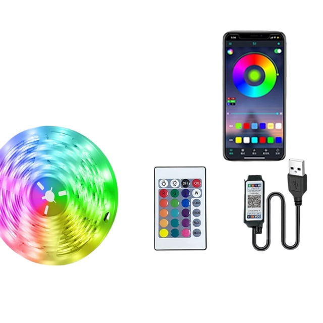 Tiras de Luces LED de 5 M con Control Remoto de 44 Teclas, Tira de Luces LED RGB Flexible para el Hogar, Navidad y Fiestas.