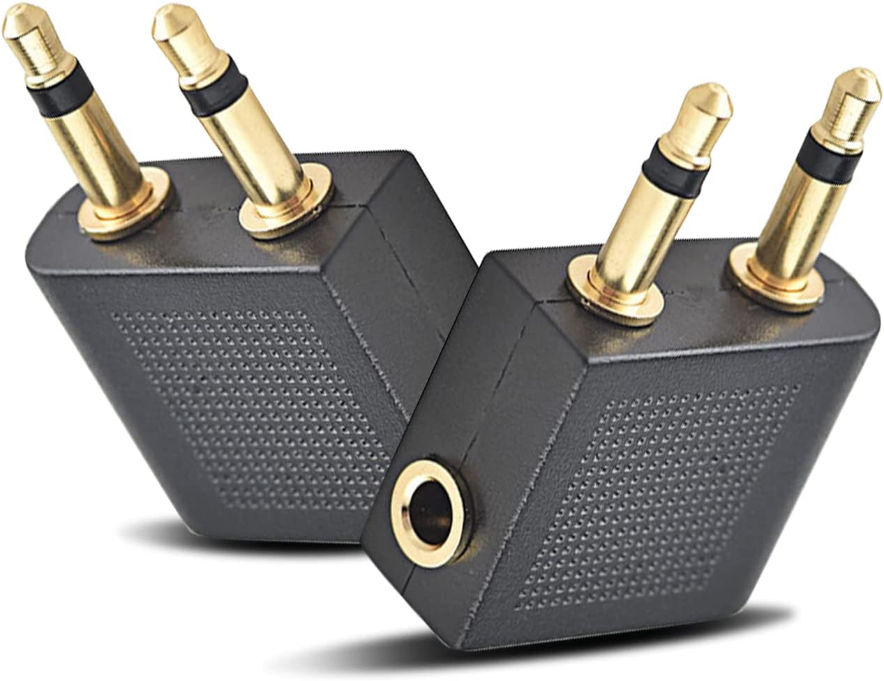 3PCS Airplane Headphones Adapters Portable 1 in 2 out Converter for