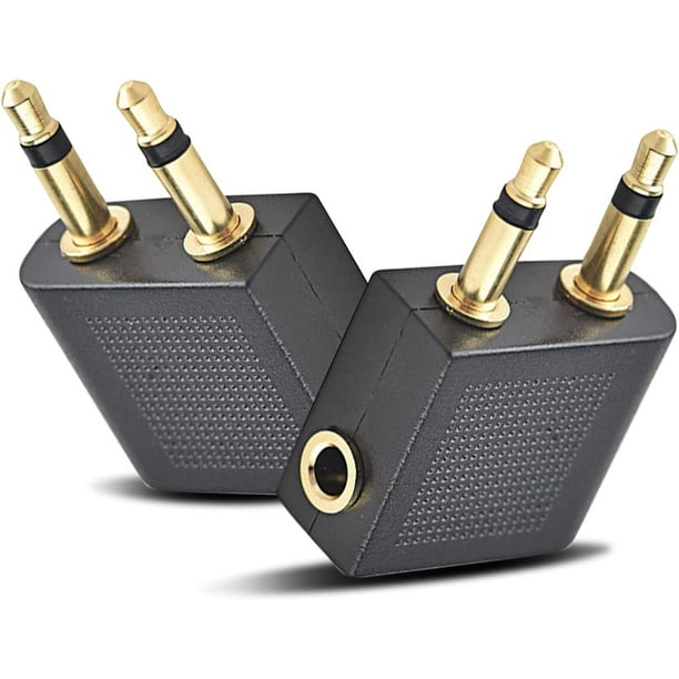 3PCS Airplane Headphones Adapters Portable 1 in 2 out Converter for