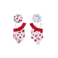 thumbnail image 2 of BemeyourBBs Toddler Baby Girls Swimsuit with Hat 2 Pcs Set Cherry Bow Strawberry Print Ruffled Trim Spaghetti Strap Sleeveless Swimwear, 2 of 9