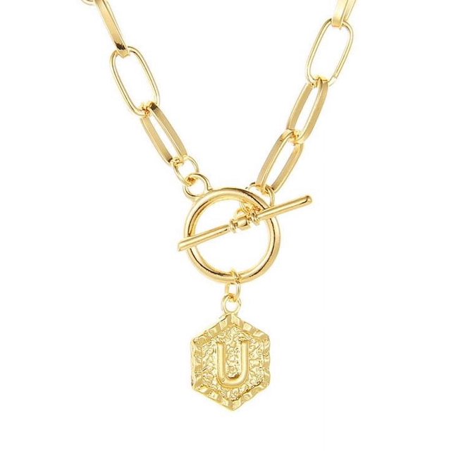 Bilqis Chaîne Pendentif Lettre Anglaise 26 Deals, Collier Rétro Paperclip Hexagone