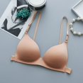 thumbnail image 4 of Aayomet Push Up Bras for Women Breasts Gathering Beautiful Back Bra Front Buckle Back No Steel Ring Triangular (Beige, One Size), 4 of 5