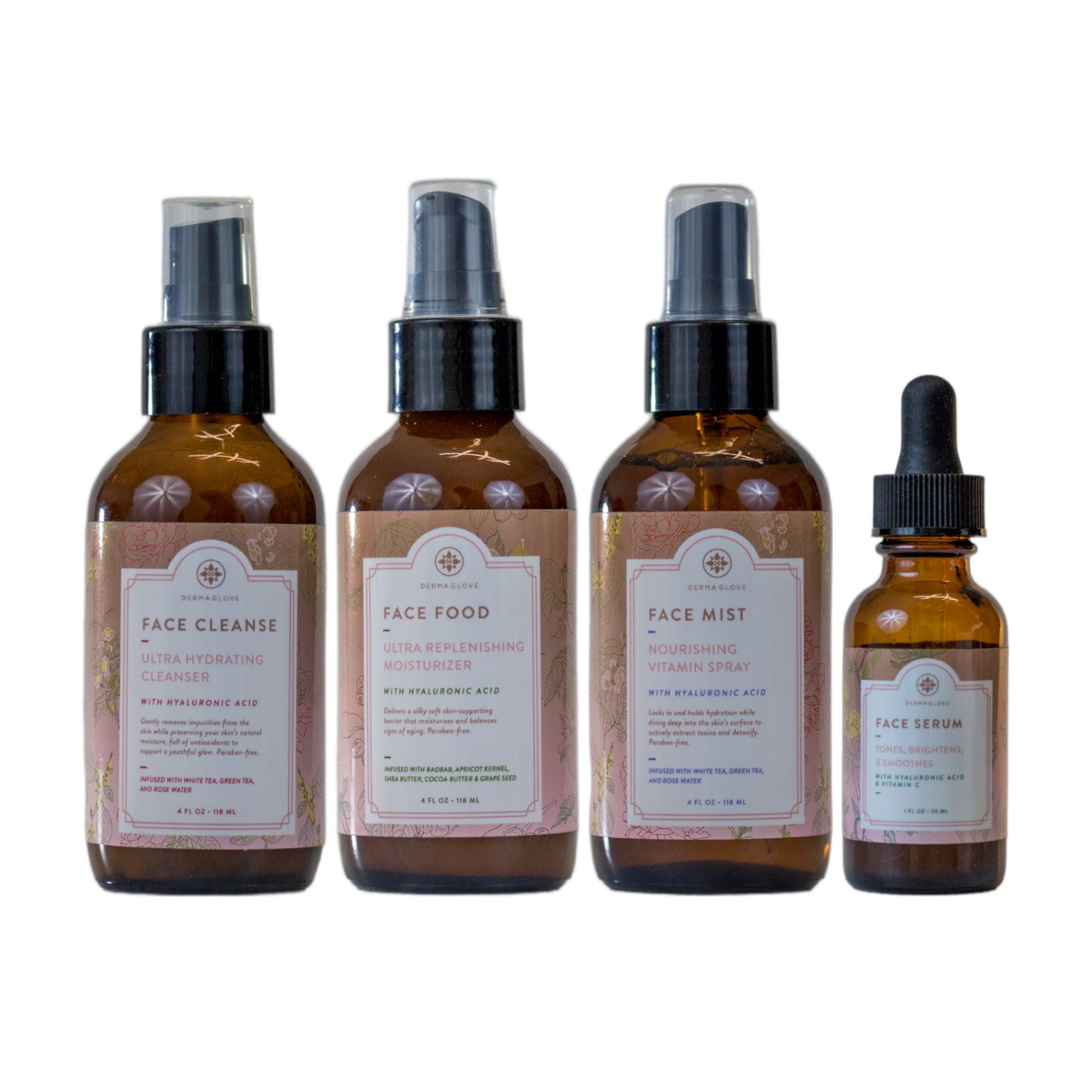 Daily Facial Regimen Set - Cleanser, Moisturizer, Serum, & Mist Skin Care System for All Skin Types - 13 Fl Oz (Pack of 4)