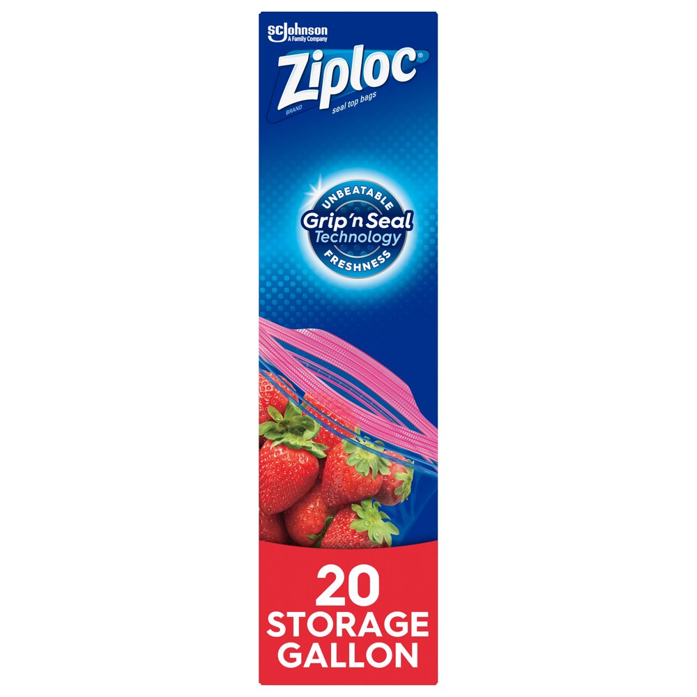 Ziploc Brand Storage Gallon Bags with Grip 'n Seal Technology, 20 Count