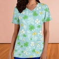 thumbnail image 4 of Perfectbot Women's St. Patrick's Day Scrub Top Shamrock Printed V-Neck Short Sleeve Nursing Uniform, 4 of 6