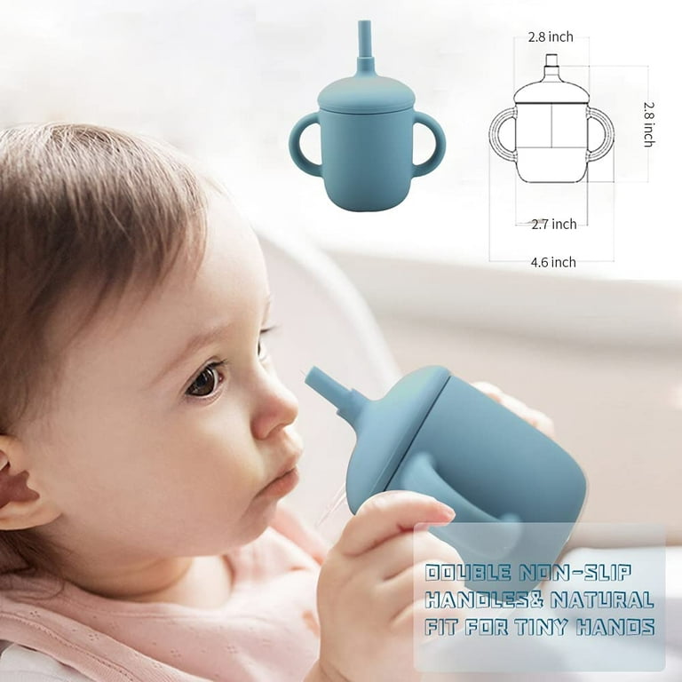 Jytue Silicone Toddler Training Cup Baby Learning Training Sippy Cup with Spill Proof Non-Slip Handles Trainer Cup Unbreakable Toddler Open Learning