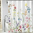 thumbnail image 2 of Extra Long Colorful Floral Butterfly Shower Curtain 72 x 84 Inch, Waterproof Fabric Botanical Flower Shower Curtain for Bathroom, 2 of 6