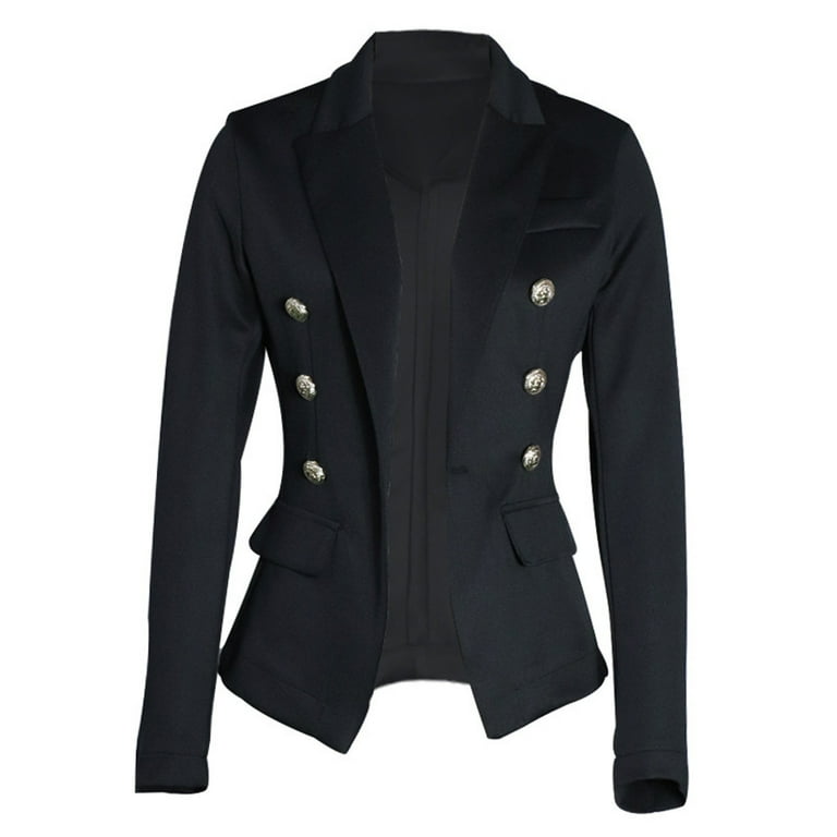 Suit Jacket for Women Casual Blazer Jacket Gold Button Long Sleeve