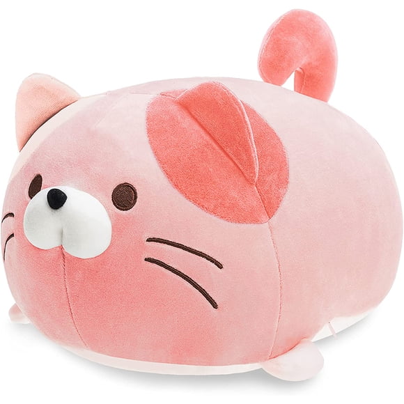 Super Soft Cat Plush Toy, Fluffy Chubby Kitty Stuffed Animal, Adorable Plush Cat Pillow for Kids or Home Decor (Pink, 13'')