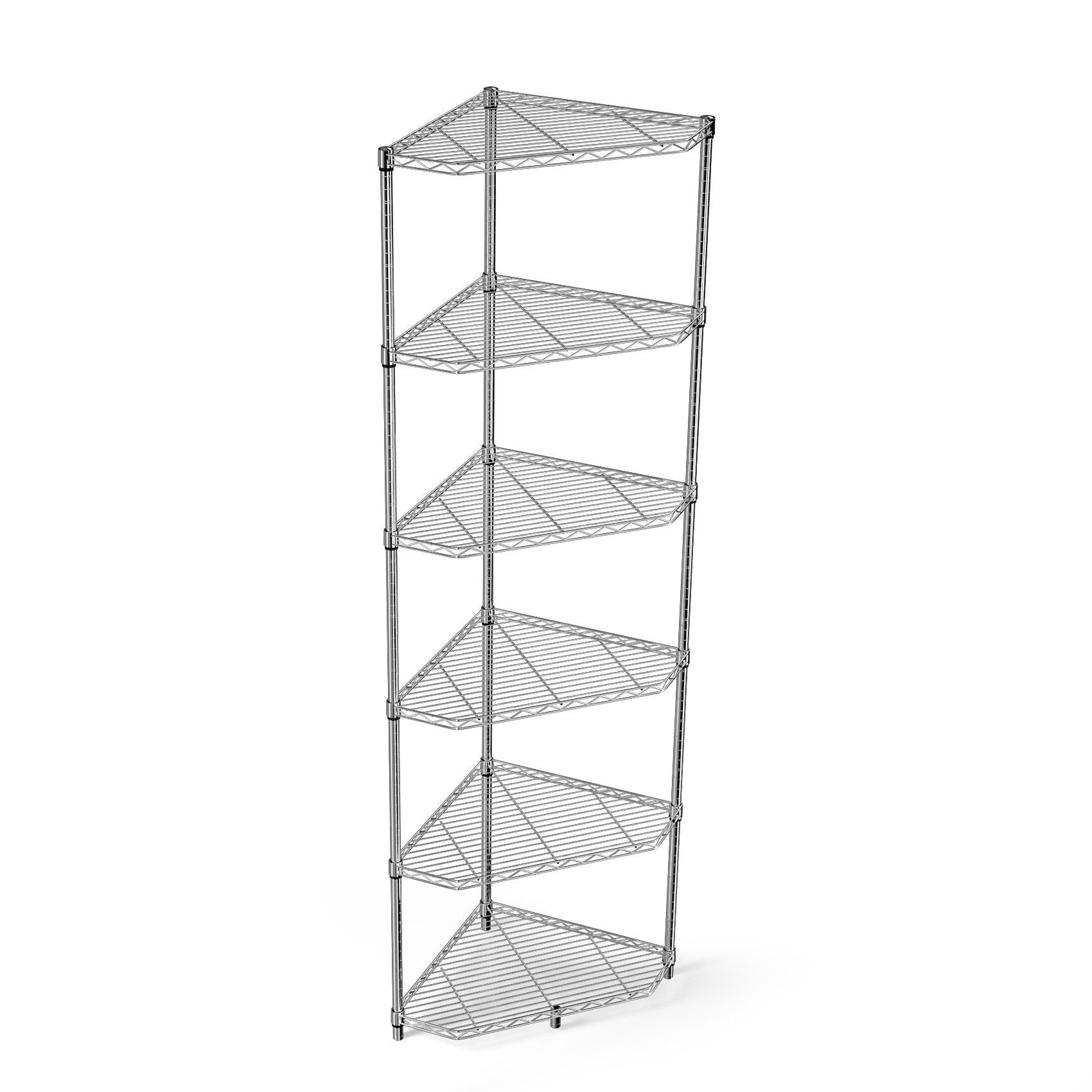 6 Tier Shelf Corner Wire Shelf Rack Pentagonal Shelves Adjustable Metal