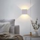 thumbnail image 2 of Accesorios de iluminación de pared modernos de plástico blanco, hacia arriba y hacia abajo para interiores y exteriores para sala de estar, dormitorio, pasillo, pasillos, blanco cálido, paquete de 2, 2 of 5