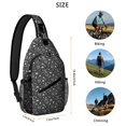thumbnail image 5 of Sling Backpack,Black White Halloween Skull Pattern Sling Bag with Water Bottle Holder,Waterproof Sling Bag for Men/Women with Headphone Jack for Hiking,Travel, 5 of 6