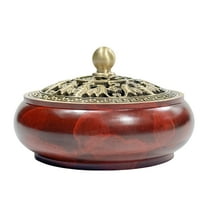EngooBoly Brass Incense Burner with Holder and Fireproof Cotton, Red