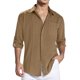 thumbnail image 1 of Camisas Para Hombre Camisa de manga larga de solapa con hebilla de bolsillo de temperamento adelgazante de algodón para hombre (Khaki, M), 1 of 4