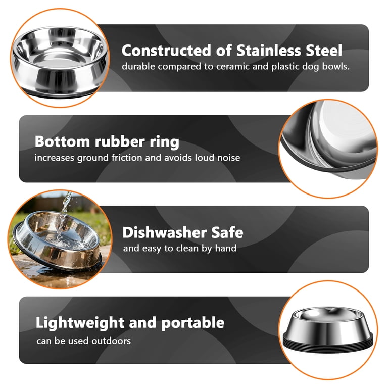 Cshidworld Stainless Steel Pet Bowls, 2-Pack, 38 oz photo 3