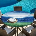 thumbnail image 6 of Football Stadium Round Tablecloth 55-60 Inch Round Fitted Table Cloth with Elastic Edge, Blue Green Sport Modern Art Waterproof Table Cover Protector for Outdoor Picnic Party Dining, 6 of 9