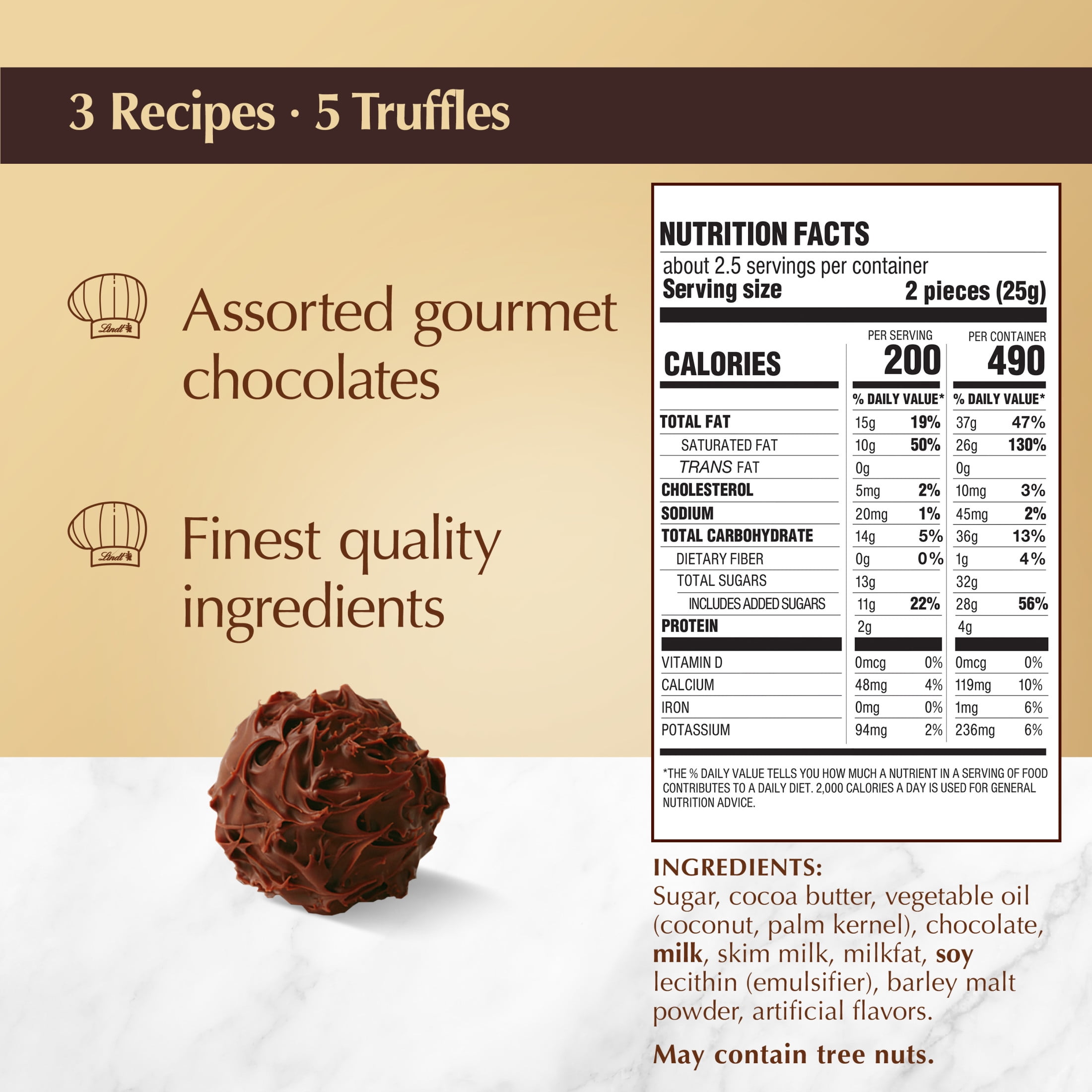 (2 pack) Lindt Gourmet Truffles Assorted Chocolate Candy, Gift Box, 2.8 oz