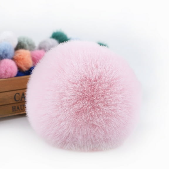 XmhyTop-A 10 Pcs Faux Fur Pom Pom Fluffy Balls,with Tiny Cord for Hat Shoes Hair Pins Earrings Necklace Accessories,3.9inch,Light Pink