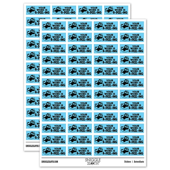 Your Work is A-peel-ing Appealing Banana Teacher Student School Sticker Set - Light Blue - Gloss Finish - 1.25" Mini